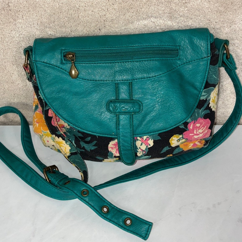 Volcom Teal Floral Crossbody Bag - OS - Armed N Ready Canvas Faux Leather Boho